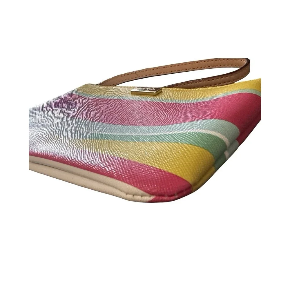 Kate Spade Striped Clutch - pink, yellow, green, white